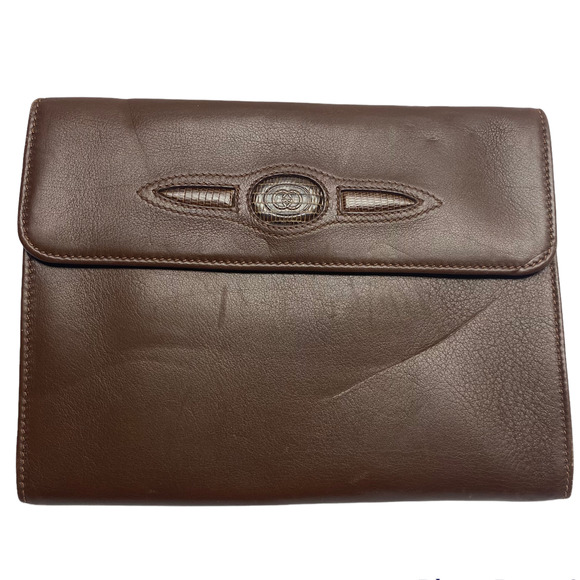 Gucci Other - GUCCI leather wallet removable business card organizer brown slim Authentic